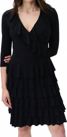 Joseph Ribkoff Ruffle Tiered Dress In Black
