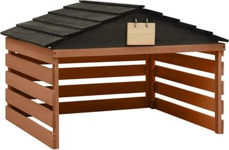 vidaXL Caseta De Cortac&eacute;sped Rob&oacute;tico Negro Y Marr&oacute;n 78x74x54 Cm Abeto Vidaxl