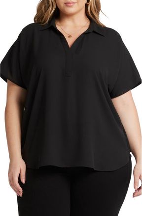 NYDJ Becky Georgette Popover Top in Black at Nordstrom, Size 0X