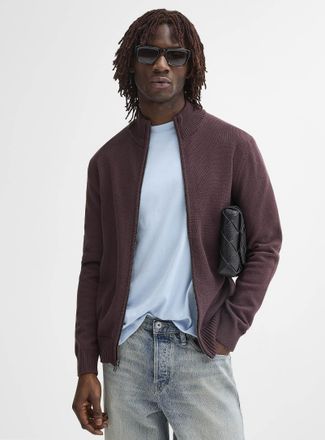 Le 31 Mens Reprocessed-cotton zipped Cardigan Sweater