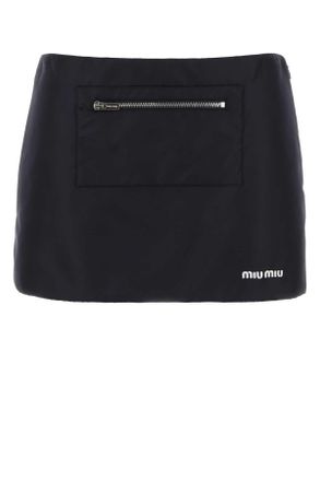 Miu Miu Navy Blue Nylon Mini Skirt