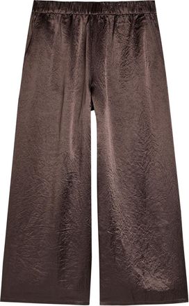 Eileen Fisher Eileen Fisher Crinkled Wide-leg Satin Trousers - Brown - L (UK 18-20 / XL)