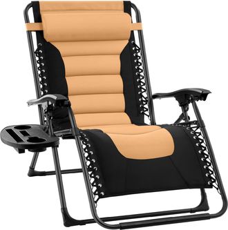 Best Choice Products Oversized Padded Zero Gravity Chair, Folding Outdoor Patio Recliner w/ Side Tray