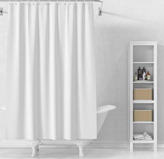 No Brand Cortina De Ducha Antimoho, Con Anillas, Impermeable, Poli&eacute;ster Lavable, Cortina De Ducha De Poli&eacute;ster Liso, Con 12 Ganchos (180x180 Cm), Blanco
