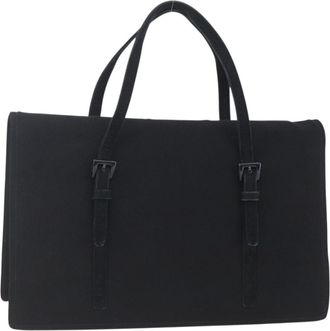 Prada Vintage Handbag Cotton Black Cotton Handbag (Pre-Owned)