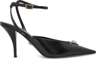 Versace Womens Pumps La Medusa Black Patent Leather High Heel Shoes