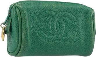 Chanel Pre-owned Clutches, female, Green, Size: ONE SIZE Pre-owned Leather Wallet
