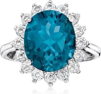 Ross-Simons London Blue Topaz and White Topaz Ring in Sterling Silver