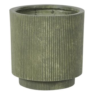 Beliani Maceta De Mezcla De Arcilla Verde Oliva 37 Cm Agujero Drenaje Acabado Vertical Daria