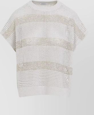 Brunello Cucinelli knit top short sleeves round neck striped