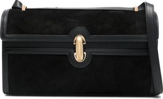 Savette Symmetry 26 In Suede Met Glad Kalfsleren Afwerking - Dames - Schoudertassen - Zwart - ONE Size - Leer - Tassen
