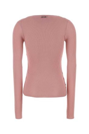 Miu Miu Womens Pink Silk T-Shirt Begonia