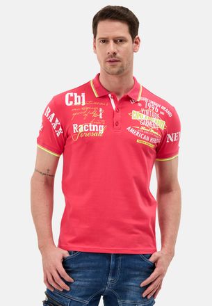 Cipo & Baxx Poloshirt CIPO & BAXX, Herren, Gr. 4XL, fuchia, Jersey, Obermaterial: 95% Baumwolle, 5% Elasthan, bedruckt, regular fit normal, Rundhals, B&uuml;ndchen kon