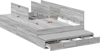 vidaXL Storage Bed Frame with Drawer Grey sonoma 236.5 x 120 x 31.5 cm Vidaxl
