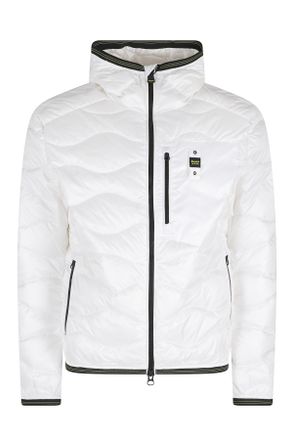 Blauer White Wave Quilted Hooded Elastic Trim Polyester Down Jacket