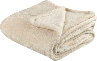 Beliani Manta De Poli&eacute;ster Beige Claro 125 X 150 Cm Oso Peluche Accesorio Namdu