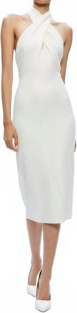 Alice & Olivia Suellen Twist Neck Halter Midi Dress In Ecru
