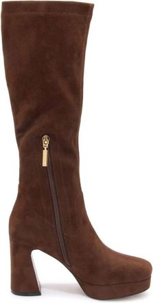 Emanuelle Vee Bella Stretch Plateau Laarzen Donkerbruin - Dames - Laarzen met Hak - Bruin - 41 EU - Schoenen