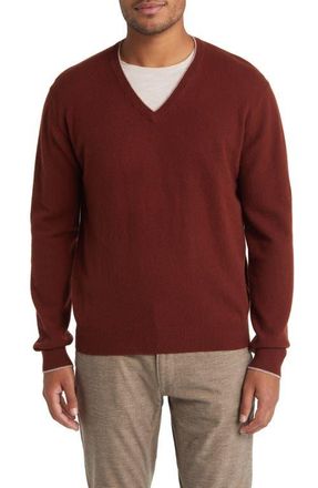 Lorenzo Uomo Tipped Merino Wool Sweater in Rust at Nordstrom, Size Xx-Large