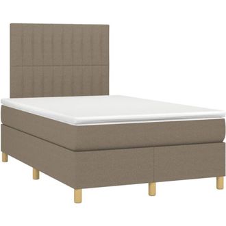 vidaXL Vidaxl - Cama Box Spring Con Colch&oacute;n Y Led Tela Gris Taupe 120x190 Cm