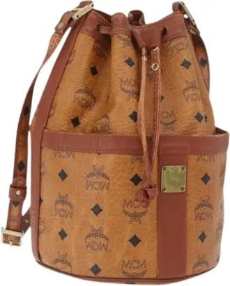 MCM Pre-owned Bucket Bags, female, Brown, Size: ONE SIZE Pre-owned Bucket Bag