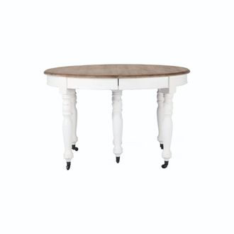Maisons du monde Mesa de comedor extensible en madera reciclada y madera de &aacute;lamo de 6/14 personas con ruedas L.125/325 cm