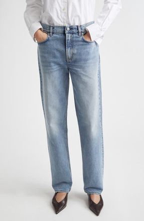 Toteme Low Rise Organic Cotton Straight Leg Jeans in True Vintage at Nordstrom, Size 32