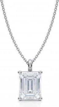 Allurez Emerald Lab Diamond 4-Prong Necklace 14K White Gold (3.00ct)