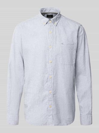 Camel Active Regular Fit Freizeithemd aus Leinen-Mix mit Button-Down-Kragen in Jeansblau, Gr&ouml;&szlig;e 3XL