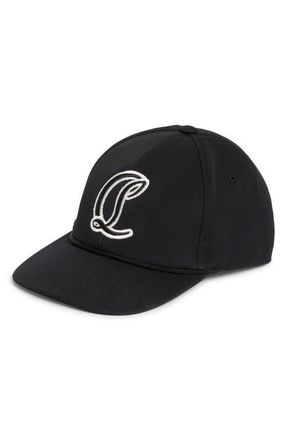 Christian Louboutin Mooncrest Ivy Canvas Adjustable Baseball Cap in Bk01-Black at Nordstrom, Size Medium