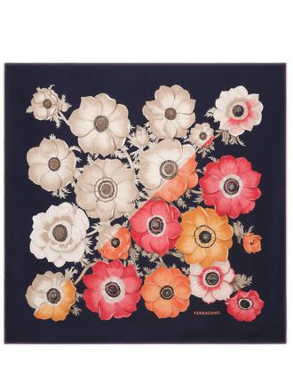 Ferragamo Foulard a fiori - Blu