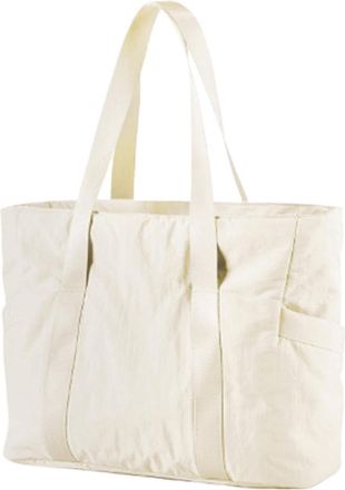 Generic Solid Color Tote Bag with Zipper Spacious Shoulder Bag for Women Gym Work Casual Large Capacity