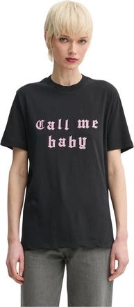 Zadig&Voltaire T-shirt met slogan - Dames - T-shirts - Zwart - L - Katoen - Tops