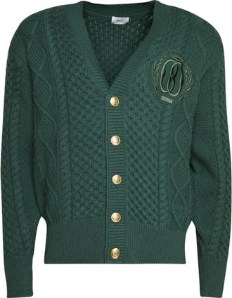 Bally logo-embroidered merino wool cardigan - men - Merino - 52 - Green