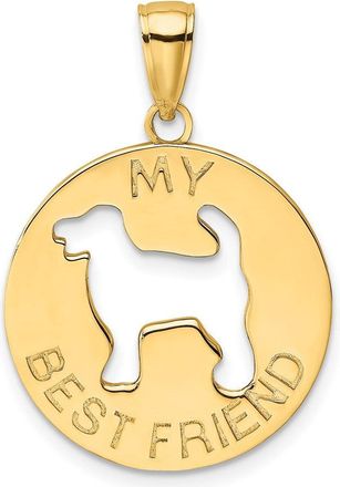 Diamond2Deal 14k Yellow Gold MY BEST FRIEND with Cut-out Dog Charm Pendant