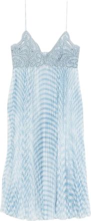 Ermanno Scervino lace pleated midi dress - women - Polyester/Silk - 40 - Blue