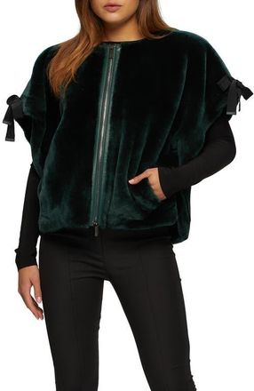 Gorski Genuine Shearling Jacket, Short Sleeve in Emerald at Nordstrom, Size X-Small