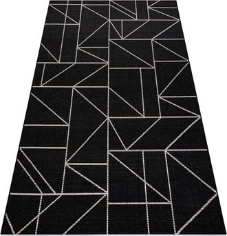 RugsX Rugsx - Alfombra De Cuerda Sisal Floorlux 20605 Negro / Plateado Tri&aacute;ngulos, Geom&eacute;trico Black 160x230 Cm