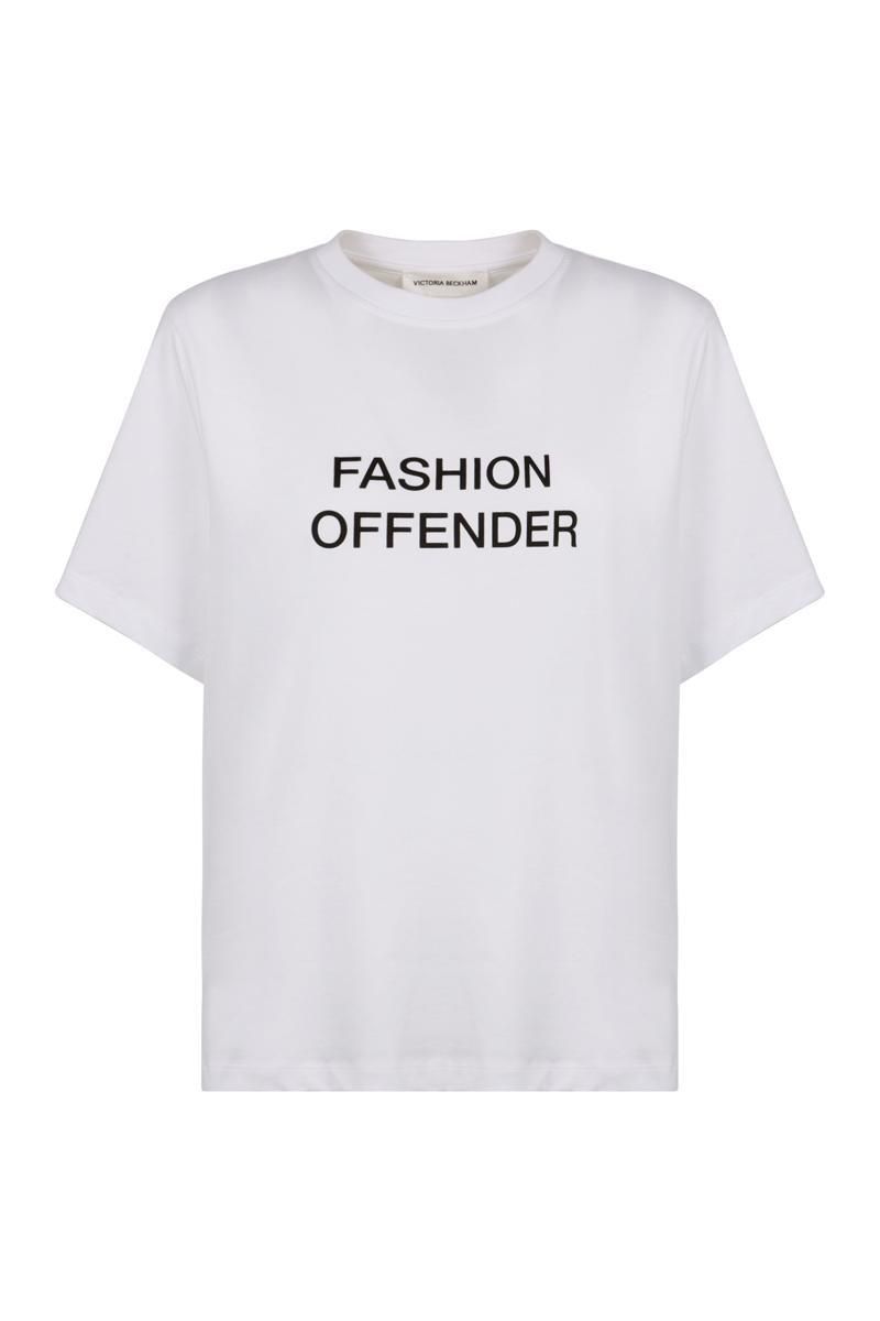 Tシャツ・カットソー Victoria Beckham FW24 COTTON SHIRT (1324WTP005578A_WHITE) Asymmetric Relaxed Fit T-Shirt In White – Victoria Beckham Inc