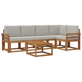 vidaXL Conjunto De Sof&aacute;s De Exterior 6 Pcs Gris Natural Y Claro Vidaxl