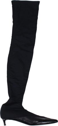 Givenchy Womens Overtheknee Pointedtoe Boots - Black Textile - Size EU 35