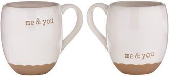Tag Me and You Mug Set of Two Ceramic Drinkware Spring Design in White at Nordstrom