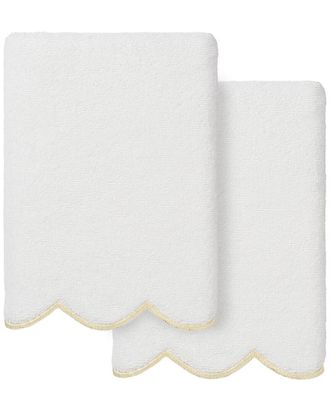 Linum Home Textiles 100% Turkish Cotton Adornia Scallop 2Pc Hand Towel Set