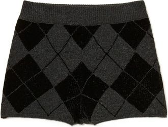 Twin-Set diamond-pattern knit shorts - women - Viscose/Polyamide/Wool/Cashmere - M - Black