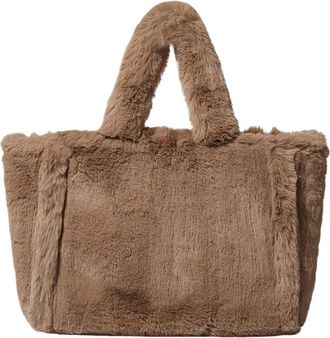 Generic Compatible For Winter Faux Fur Handbag Simple Stylish Large Tote Soft Women Shoulder Bag Phone Purses Work(Green)