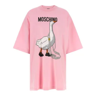Moschino Heavy Cotton Oversize Dress Goose - female - Moschino - T-Shirts - Pink - 2XS - Tops
