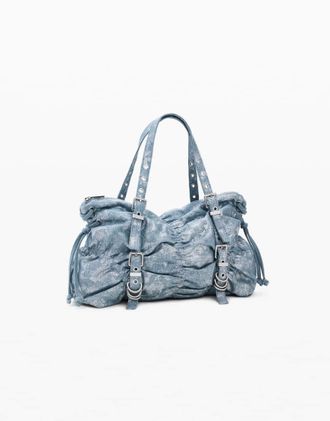 Desigual Borsa in denim arricciata blu