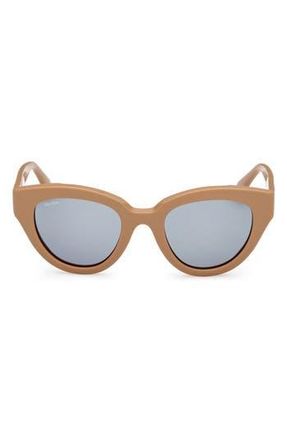 Max Mara Glimpse 50mm Polarized Cat Eye Sunglasses in Matte Camel /Green Lenses at Nordstrom Rack