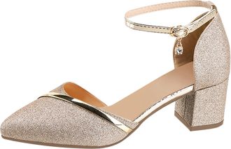 Generic Elegant Sandals with Block Heel, Summer Shoes with Heel, Summer Shoes, Pointed Toe Court, Orthopaedic Breathable Dance Shoes, Casual High Shoes, Comfo