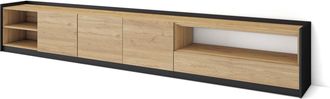Skraut Home Skraut Home - Mueble Tv, Televisi&oacute;n, 310x37x50cm, Para Tv Hasta 80, Roble Y Negro